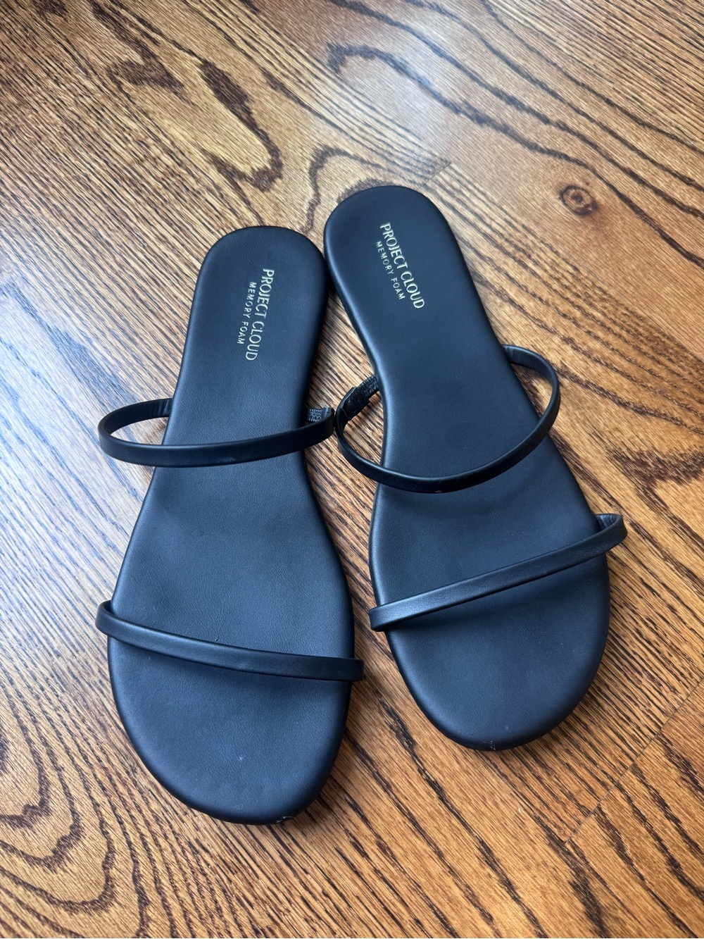Black Minimal Strappy Slide Sandals Project Cloud Woman’s Sandals Size 8.5